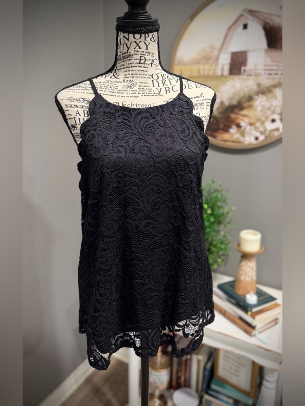 Women's Black Lace Camisole Tank Top